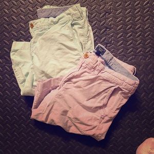 Jcrew Mens SHORTS 2 pair light green and purple 33